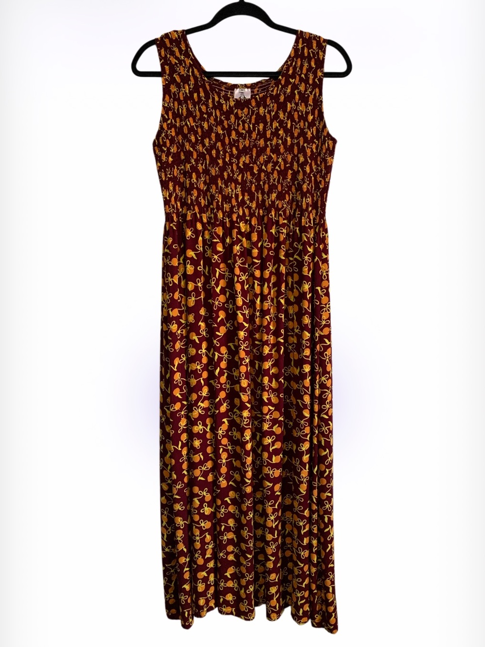 Fata Morgana Smocked Empire Waist Floral Print Sleeveless Maxi Dress